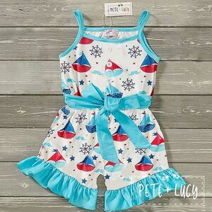 Pete + Lucy Come Sail With Me romper size 12-18 months